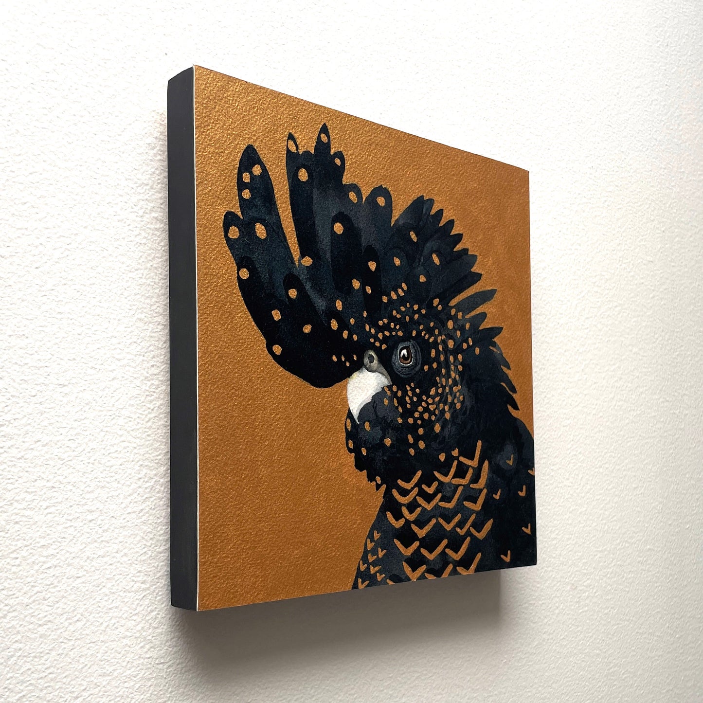 Gold with Black Cockatoo, 20x20cm