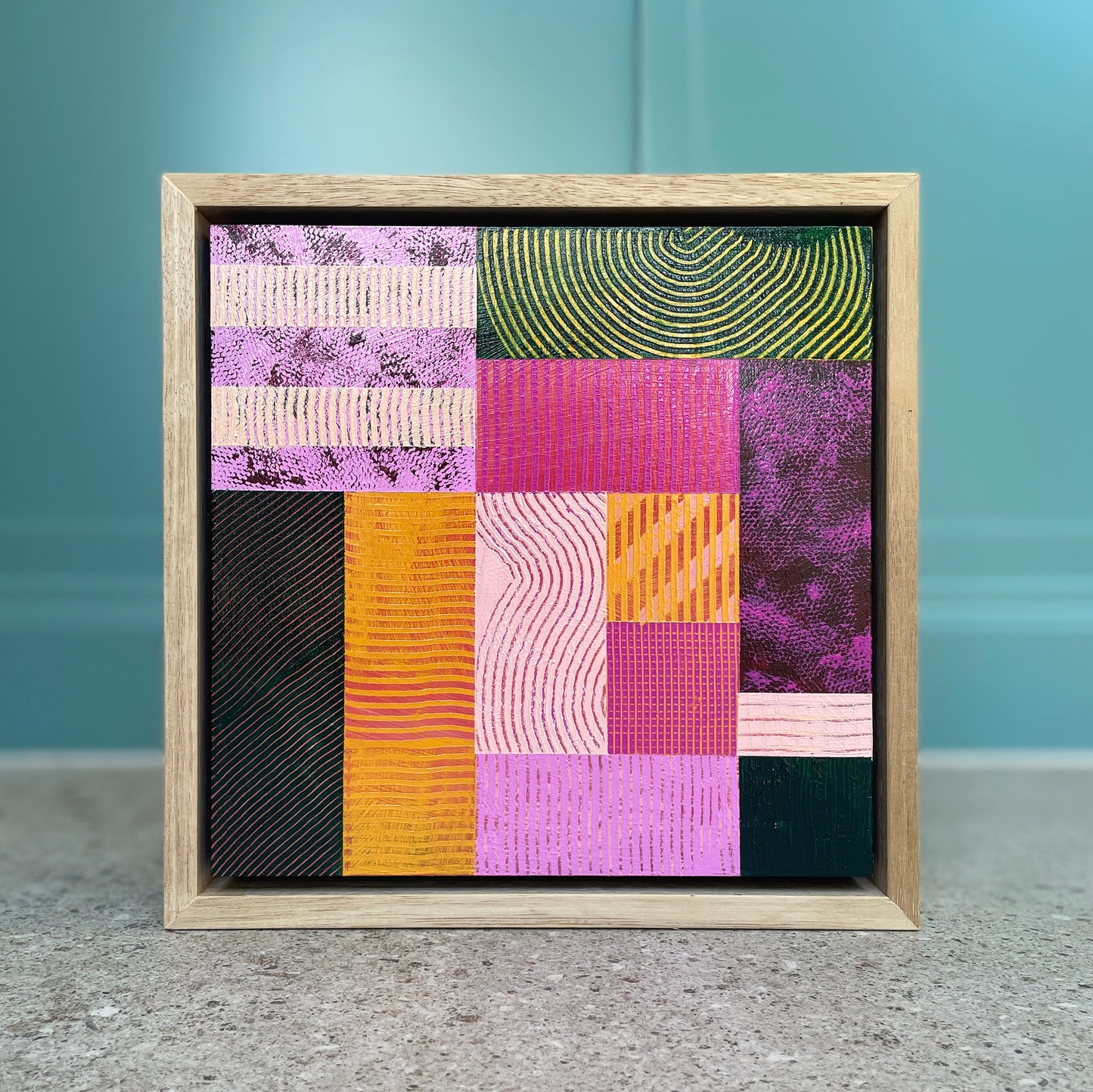Abstract 'Echo', 23x23cm, Framed