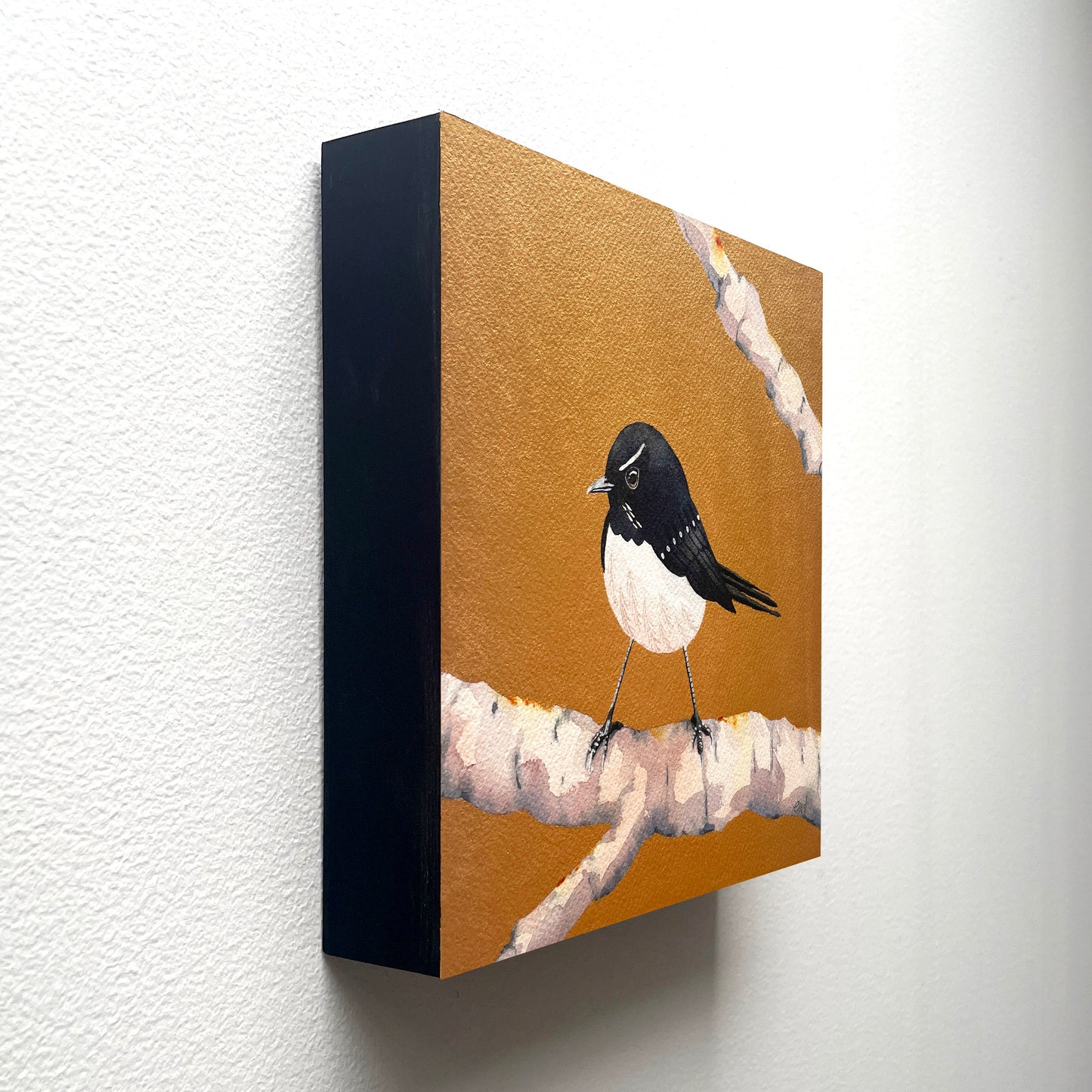 Gold & Bold – The Willie Wagtail, 20x20cm