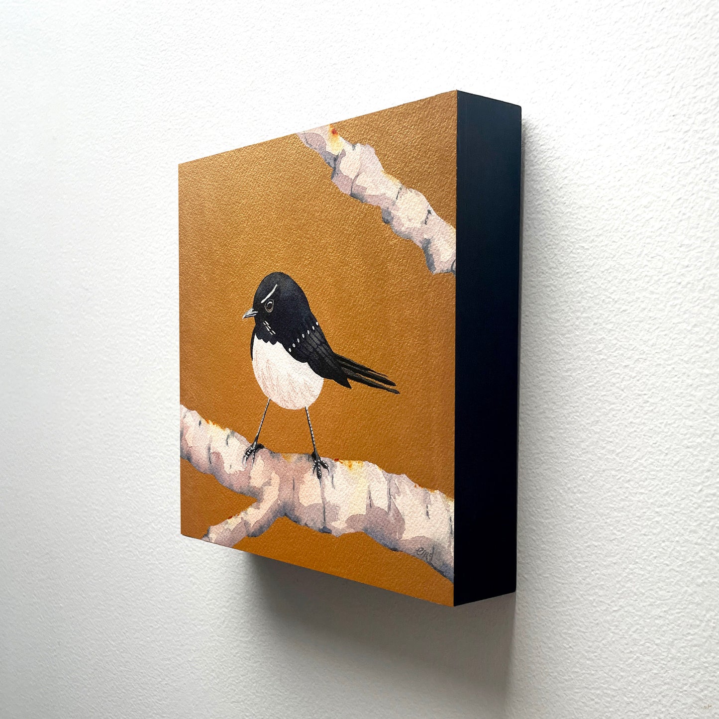 Gold & Bold – The Willie Wagtail, 20x20cm